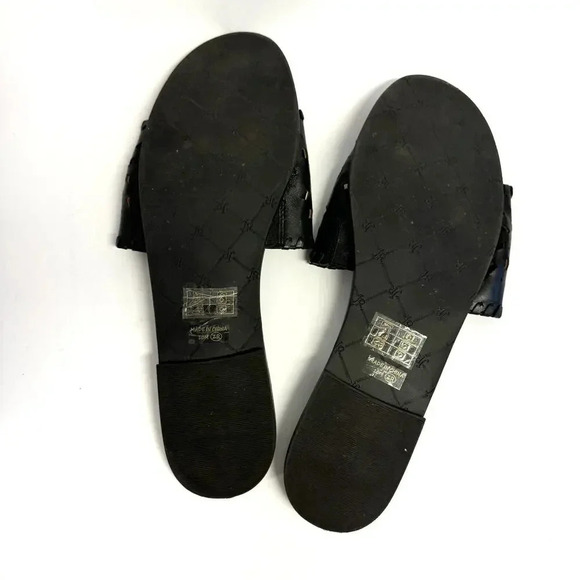 EUC Jack Rogers Delilah Black Leather Slide Sandals - Eyelet Preppy Coastal - Picture 4 of 6